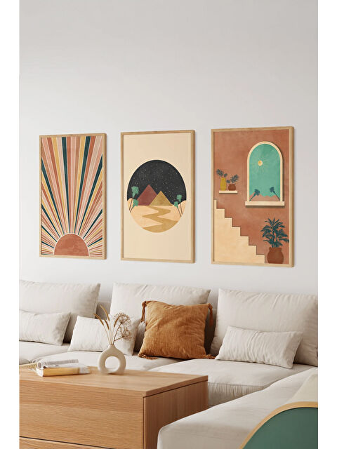 Artavessa Gerçek Ahşap Çerçeveli 3 Parça 3D Poster Tablo Seti - 3DARTSOHOSET5-3348