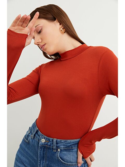 Bipantolon Kadın Kiremit Parmak Detaylı Body - S000511126-18657