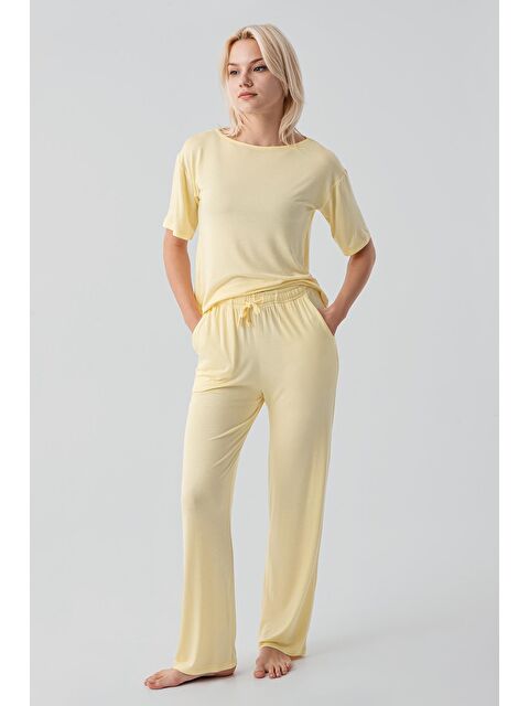 Artış Kısa Kollu Basic Esnek Elastanlı Viskoz Soft Pijama Takım 18215