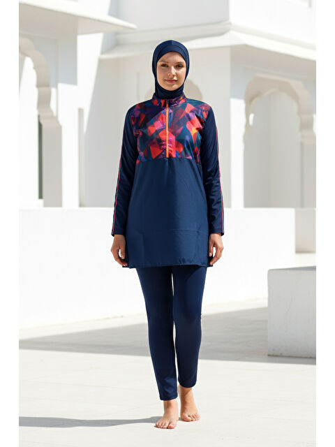 Marina Tesettür Mayo 3’lü Tam Kapalı Paraşüt Lacivert M2269 - S000511820-21164