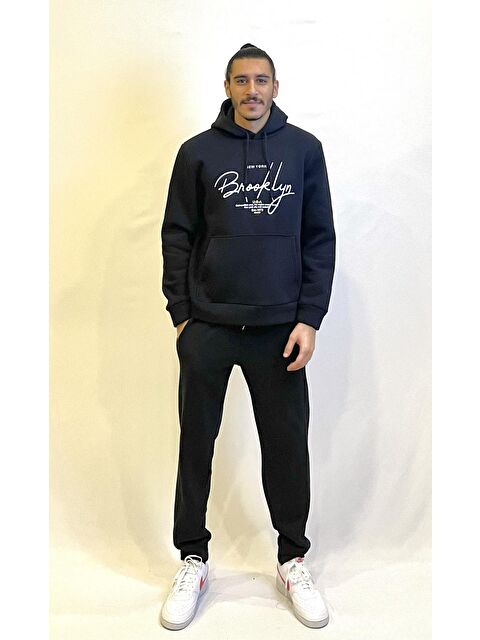 Süperlife Kapüşonlu Regular Fit İçi Polarlı 3 İplik El Yazılı Brooklyn Baskılı Hoodie spr24sw16 - S000114074-19351