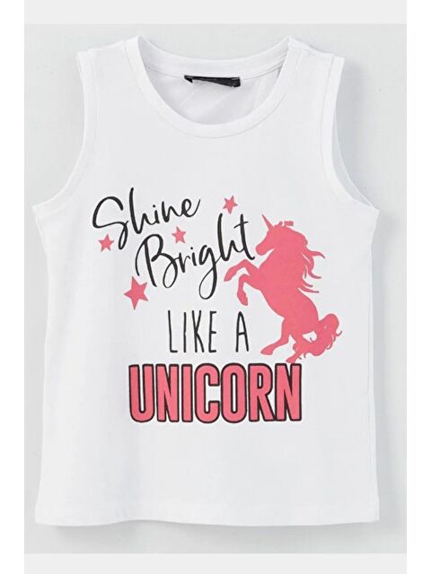 Chandraswear Kız Çocuk Pamuklu Tshirt Beyaz - Flamingo - S000210058-20063