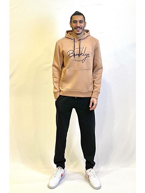 Süperlife Kapüşonlu Regular Fit İçi Polarlı 3 İplik El Yazılı Brooklyn Baskılı Büyük Beden Hoodie spr24sw16 - S000114074-23490