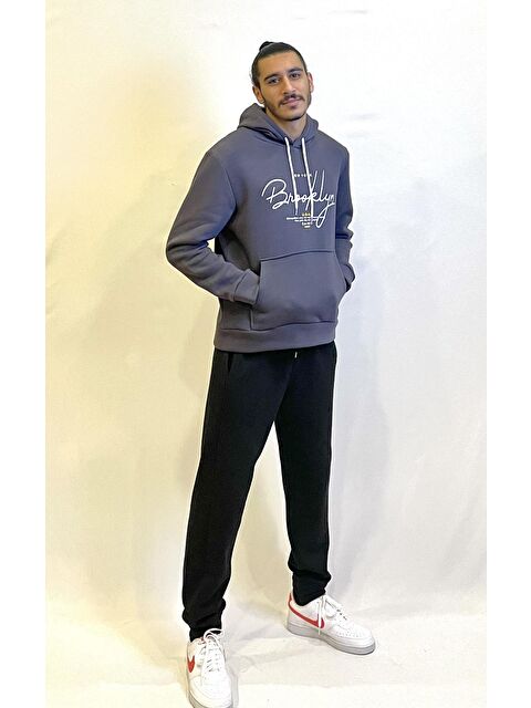 Süperlife Kapüşonlu Regular Fit İçi Polarlı 3 İplik El Yazılı Brooklyn Baskılı Hoodie spr24sw16 - S000114074-17308
