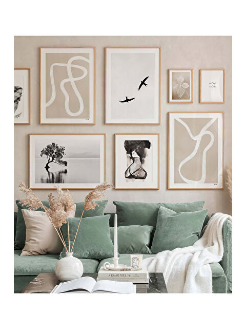 Artavessa 8 Parça Ahşap Çerçeve Görünümlü Mdf Tablo Seti - ARTAVESSAYSLMSTKO5