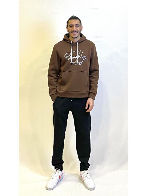 Süperlife Kapüşonlu Regular Fit İçi Polarlı 3 İplik El Yazılı Brooklyn Baskılı Hoodie spr24sw16 - S000114074-19413