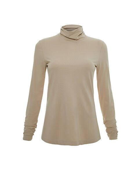 AKER Bej Büzgü Detaylı Bluz - S000503865-19928