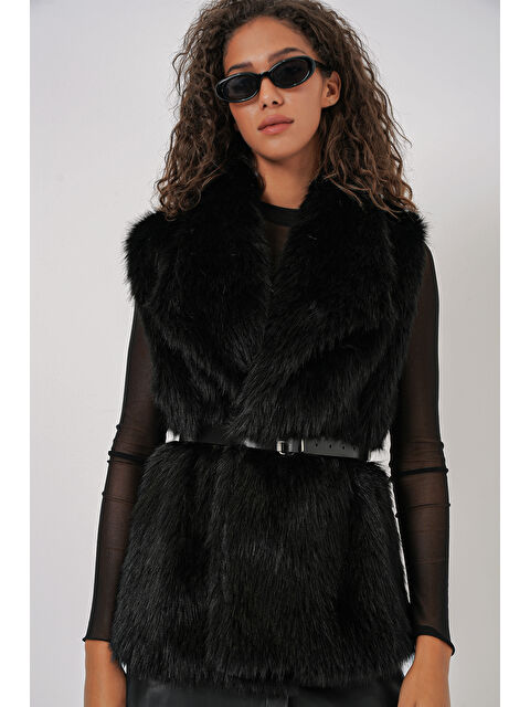 Bigdart 6804 Kadın Kürklü Yelek - Siyah - S000316328-19351