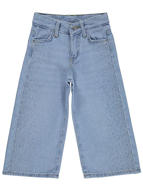 Civil Girls Taşlı Bol Paça 2-5 Yaş Pantolon Jean - Mavi