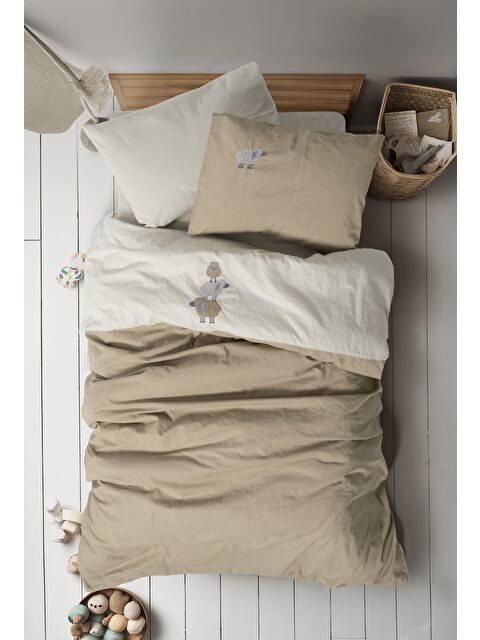 Varol Pamuk Box Nakişli Bebek Nevresim Takimi Kamp Bej - S000448234-23173