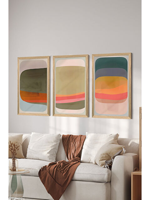 Artavessa 3 Parça Ahşap Çerçeve Görünümlü Mdf Tablo Seti - ERSYCRVSZ3SET1 - 33 x 48