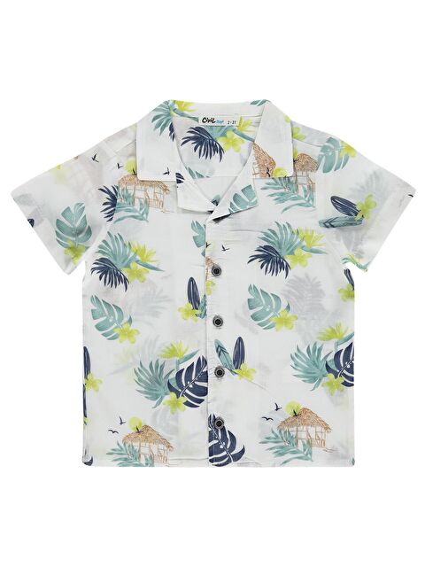 Civil Boys Yaprak Baskılı 2-5 Yaş Gömlek - Beyaz