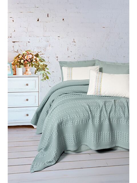 Varol Pamuk Box Aura Çift Kişilik Pike Takımı Pebble Mint - S000448243-23173