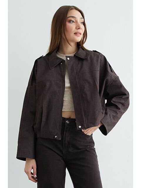 Fullamoda Fermuarlı Oversize Jean Ceket - S000503874-19413