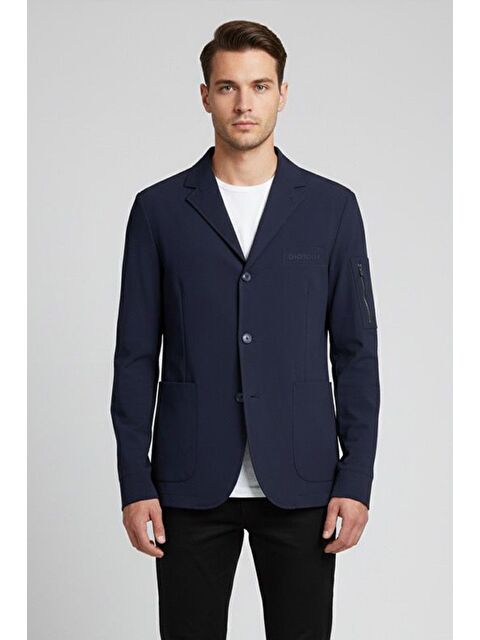 Sabri Özel Giotelli Lacivert Regular Fit Ceket Yaka Casual Erkek Ceket