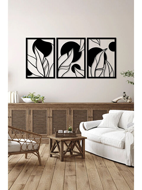 Artavessa 3 Parça Floral Çiçekler Temalı Lazer Kesim Mdf Tablo Seti - Model 1 - ERSYLAZERMDL1-2030
