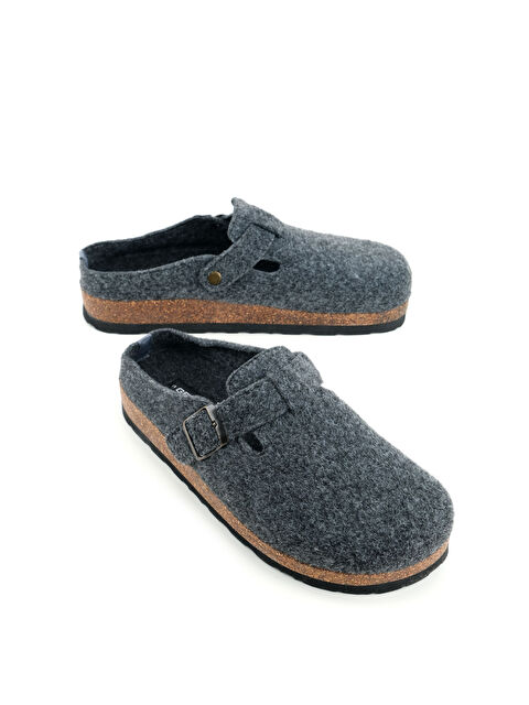 Gezer Erkek Kışlık Keçe Mantar Taban Tek Toka Ayarlanabilir Rahat Taban Ev Terliği - S000282437-33408