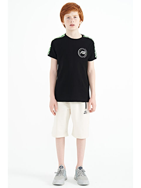 Tommylife Siyah Omuz Baskı Detaylı Standart Kalıp O Yaka Erkek Çocuk Tişört - 11121 - S000030896-19351