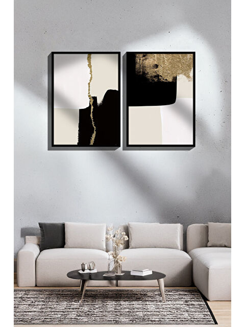Artavessa 2 Parça Gerçek Siyah Renkli Çerçeveli Tablo Seti - Model 2 - ERSY2LIMODEL2-SIYAH