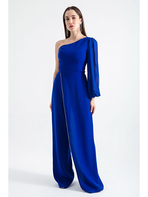 Lafaba Kadın Saks Tek Kol Uzun Abiye Tulum - S000496663-23710