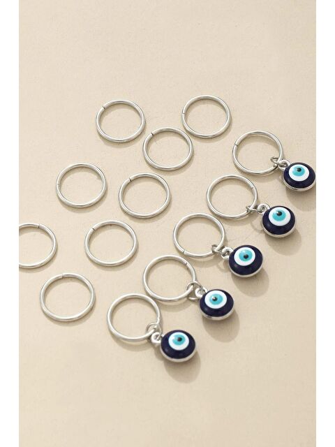 New Obsessions Saç Küpesi Nazar Boncuklu 13'lü Paket - S000136946-18105