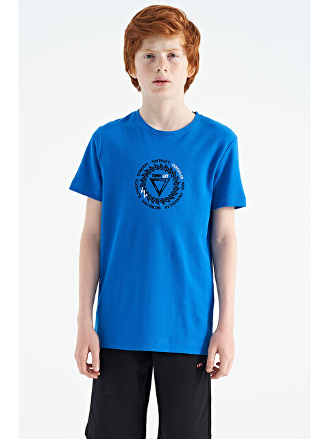 Tommylife Saks Nakış İşleme Detaylı O Yaka Standart Kalıp Erkek Çocuk Tişört - 11115 - S000030855-23710