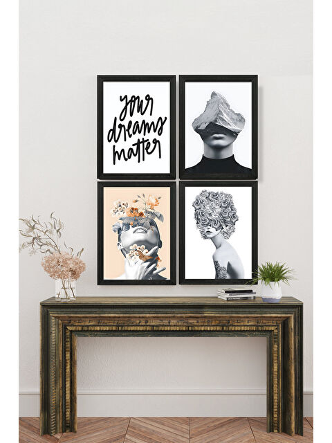 Artavessa 4 Parça Çerçeve Görünümlü Mdf Tablo Seti - ART4CRVDK77-2030