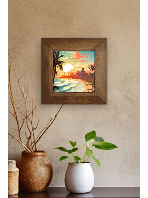 Artavessa Masif Ahşap Çerçeveli Taş Tablo Pano 15,5 x 15,5 cm - ARTVESSAKARO12