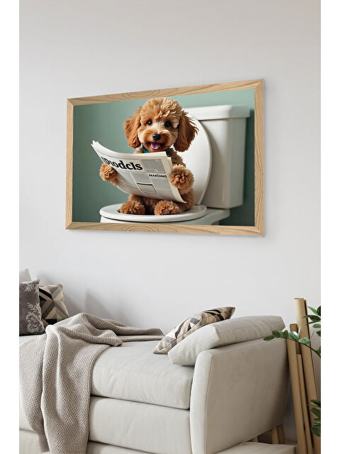 Artavessa Tek Parça Ahşap Çerçeve Görünümlü Köpek Baskılı MDF 48x33 cm Tablo - Model 5