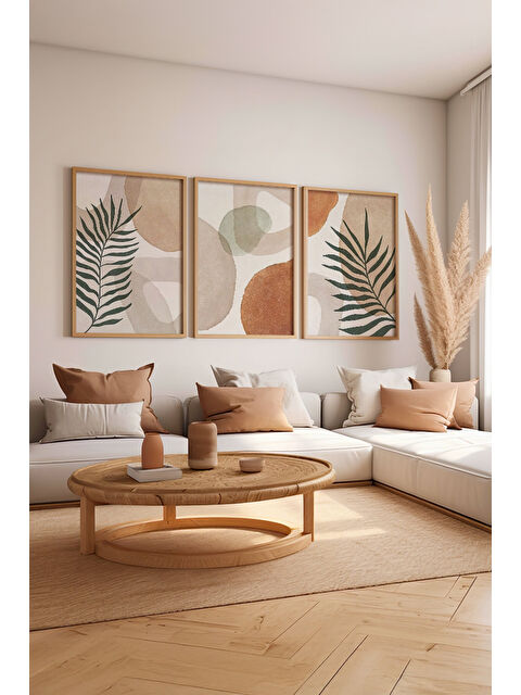 Artavessa 3 Parça Ham Renk Gerçek Ahşap Çerçeveli Tablo Seti - Model 10 - 33 x 48