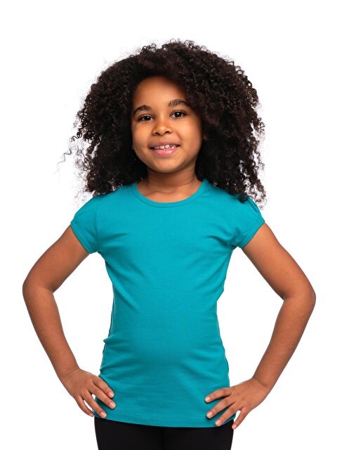 Lovetti Açık Turkuaz Kız Çocuk Kısa Kollu Basıc Tişört - S000053701-20049