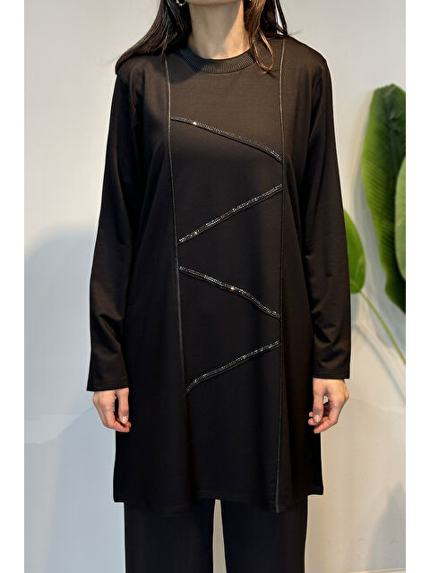 Remsa Penye Taş Detaylı Tunik 45-99 Siyah - S000511581-19351