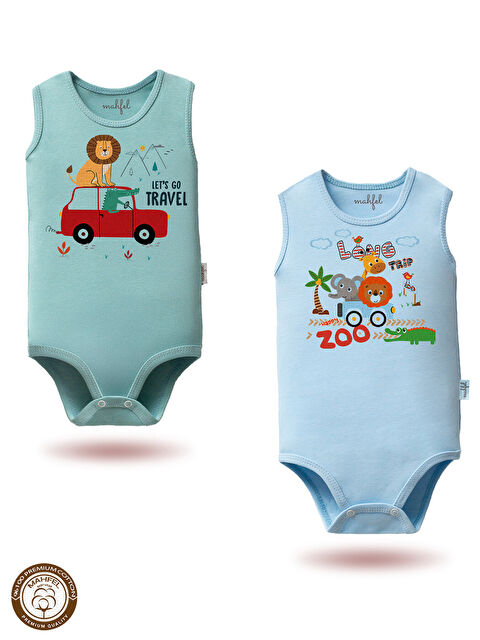 Mahfel 2'Li Atlet %100 Pamuklu Çıtçıtlı Bebek Body Zıbın 146-276