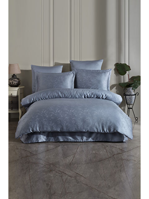 Varol (Family Size) Liyosel Jakar Nevresim Takımı - Eva İndigo - S000448045-23173