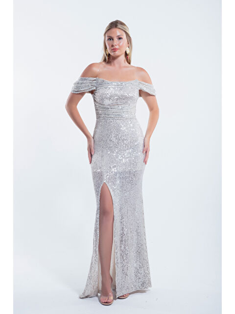 Lafaba Kadın Gold Pul Payetli Uzun Abiye Elbise - S000496659-20076