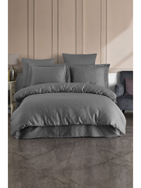 Varol (Family Size) Liyosel Jakar Nevresim Takımı - Lienzo Antrasit - S000448268-23173