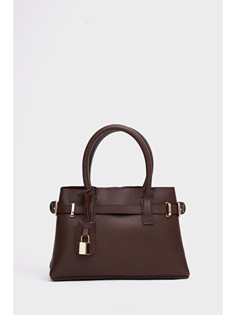 MADAMRA Mini Kilit Detaylı El Ve Omuz Çantası Kahverengi - S000355209-19413