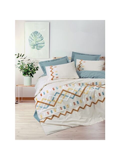 Varol Pamuk Box Puff Nakışlı Çift Kişilik Nevresim Takımı Mellow Mint - S000448060-23173