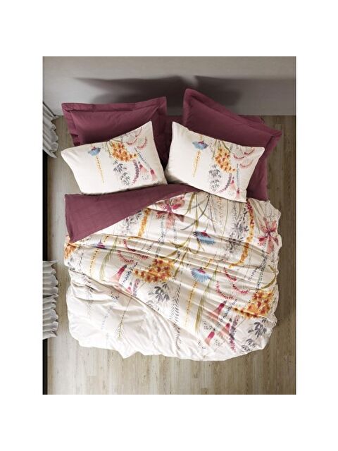 Varol Pamuk Box Modeline Çift Kişilik Nevresim Takımı Flos Bordo - S000448274-23173