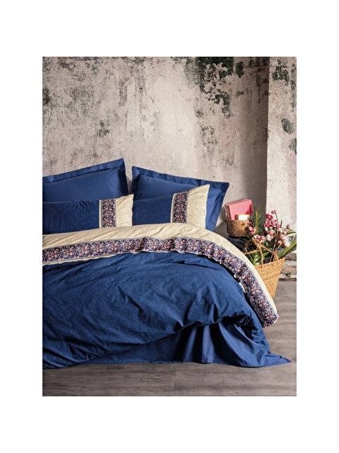 Varol Pamuk Box Folk Ark Çift Kişilik Nevresim Takımı Rayen Lacivert - S000448062-23173