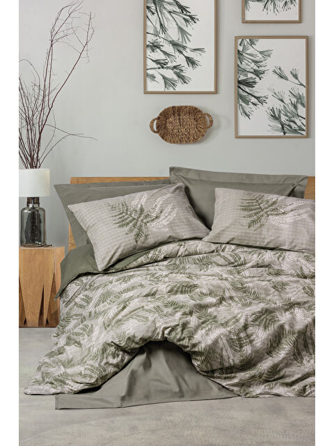 Varol Pamuk Box Dual Çift Kişilik Nevresim Takimi Frond Haki - S000448072-23173