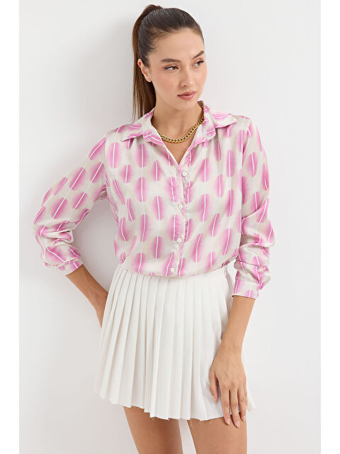 Bigdart 3964 Hafif Dökümlü Saten Gömlek - B.Pembe - S000089376-2315