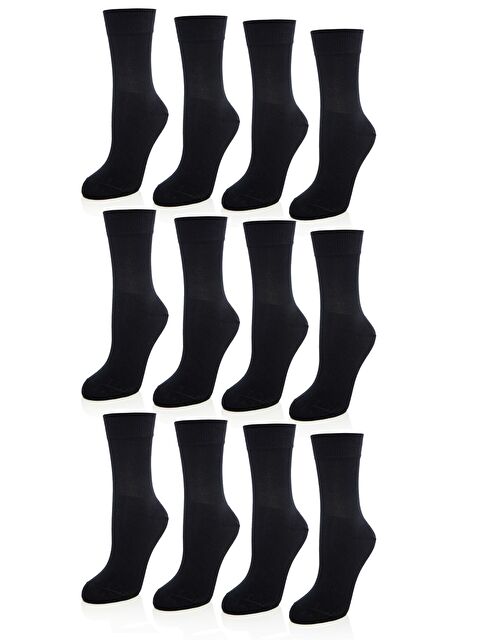 Tolin Kadın 12 li  Siyah Bambu Diyabetik (Şeker) Sıkmayan Lastikli Çorap Seti 24408 - S000383513-19351