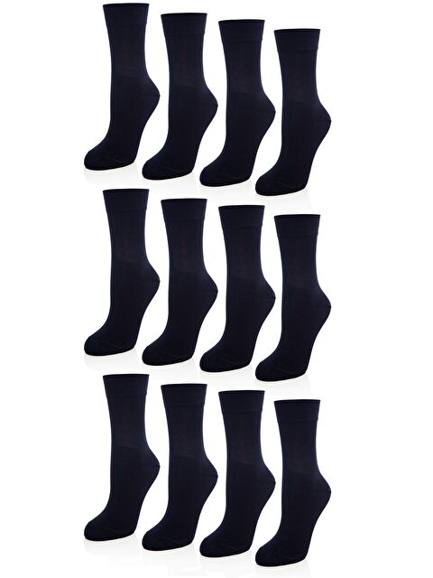 Tolin Kadın 12 li Lacivert Bambu Diyabetik (Şeker) Sıkmayan Lastikli Çorap Seti 24408 - S000383513-21164