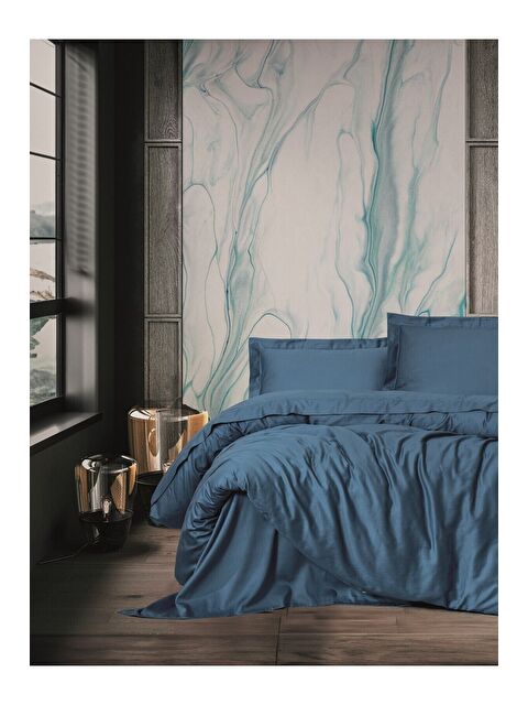 Varol Pamuk Box Elegant Saten Tek Kişilik Nevresim Takımı Mavi - S000448080-23173