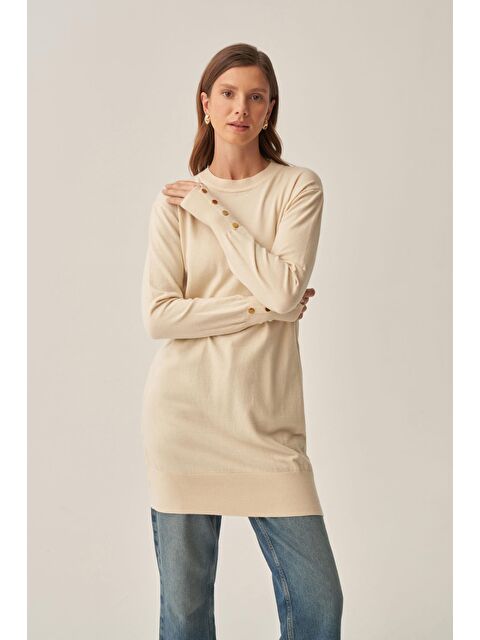 ALLDAY Bej-Bilekte Dügme Detaylı Kazak - S000500708-19928