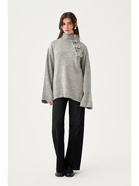 ALLDAY Gri-Yakası Apoletli Triko Kazak - S000500719-20600