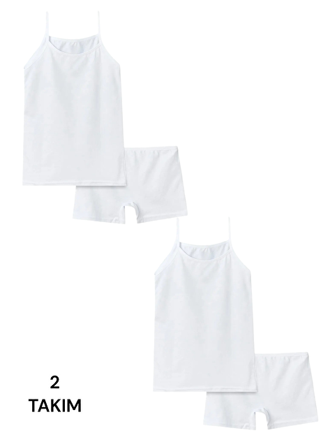 Güneş Beyaz Kız Çocuk Atlet ve Boxer Takımı 2'Lİ - S000318243-21165