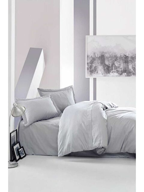Varol Pamuk Box Elegant Saten Çift Kişilik Nevresim Takımı Gri - S000448090-23173
