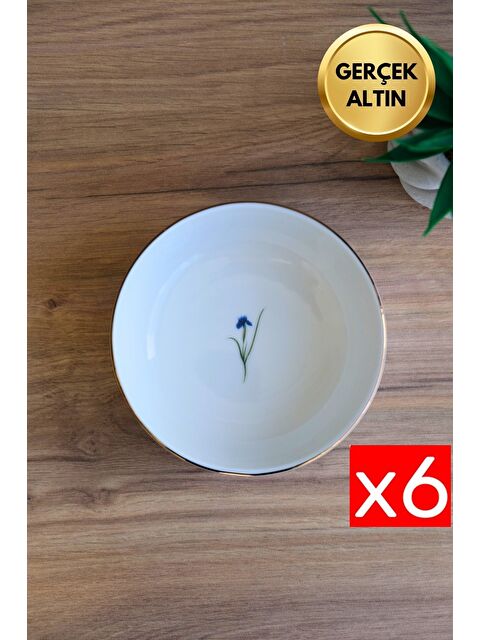 TABAK EVİ Porselen Natura İris Altın Yaldızlı Kase 13,50x4cm 460cc 6 lı - S000490680-23173
